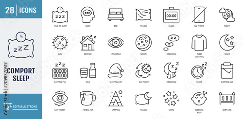 Konstfotografi Comfort sleep icon set