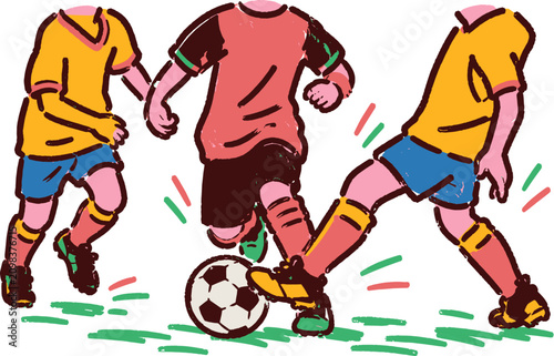 Illustration of Soccer Players Kicking Ball