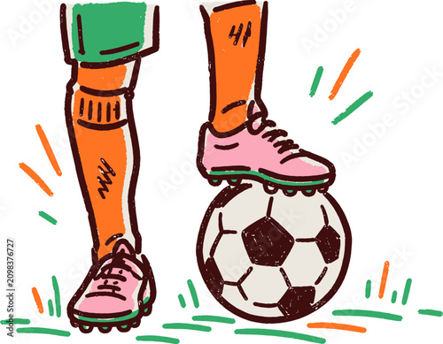 Handdrawn Illustration of Soccer Player with Ball