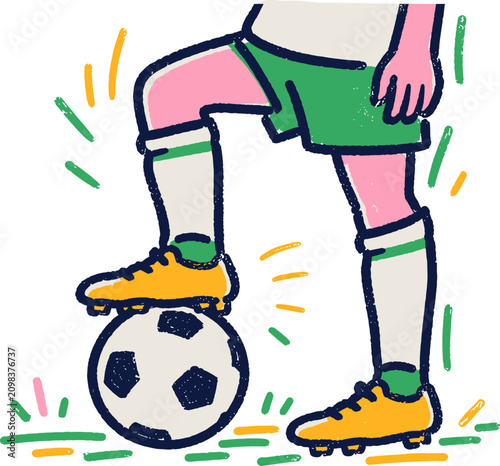 Illustration of Soccer Player with Ball