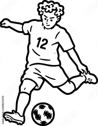 Illustration of Soccer Player Kicking Ball