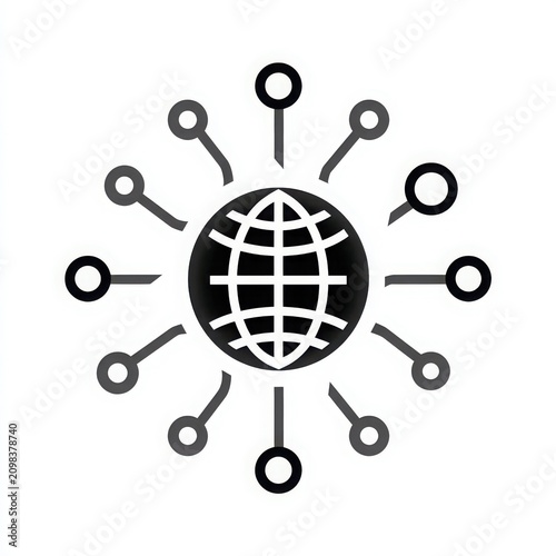 Digital Global Connectivity Icon Representing Network and Technology