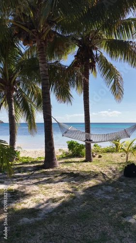 Hammock palm trees Fiji Islands Oarsmans Bay Nacula Yasawa 4K