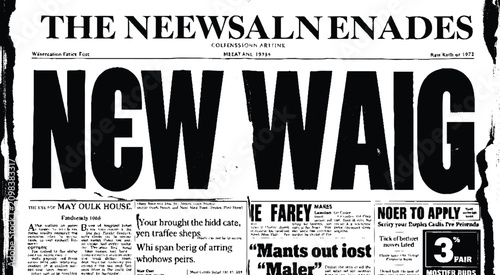 Obraz na plátně Fictional retro newspaper layout with stylized text columns