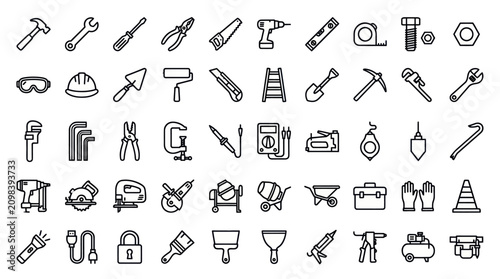 Fotografía Construction and hand tool icons for repair services.