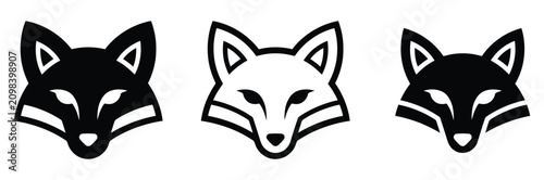 Fotografie Fox head and wild animal face logo element vector icon set