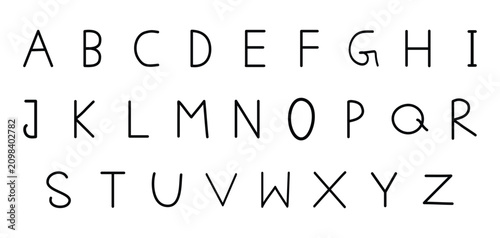 Photos Hand drawn comics style lettering font on white background