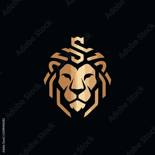 Golden lion head logo with integrated crown elements.