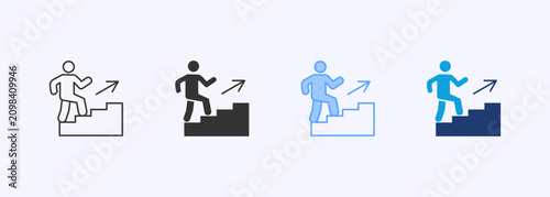 Принти на полотні Ascending Stairs Icon Set Multiple Style Collection Illustration