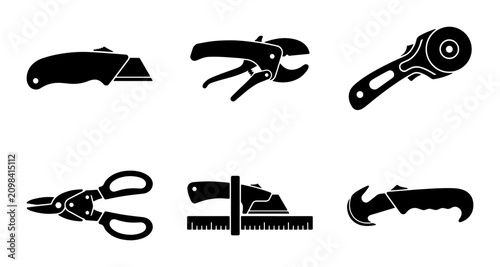 Tableau sur toile Crafting Tools Set, Cutting Implements, Precision Instruments, DIY Supplies, Vec