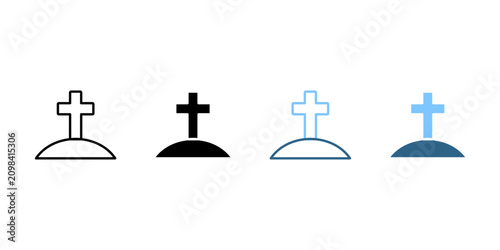 Photos Golgotha Cross Hill icon set multi style
