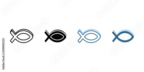 Christian Ichthys Fish icon set multi style 