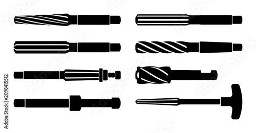 Foto Set of 10 Black Reamers, Precision Tools, Engineering Equipment, Industrial Hard