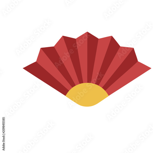 Red and yellow folding fan