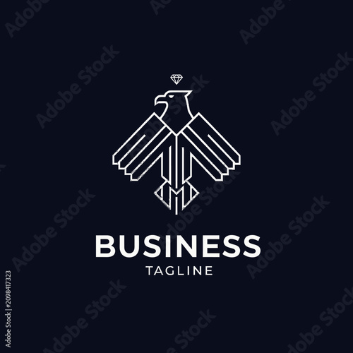 Geometric eagle business logo with diamond icon.