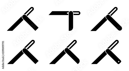 Vector Set: Folding Knife Icons, Pocket Tool Graphics, Sharp Blade Silhouettes, Utility Cutlery