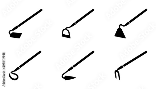 Obraz na plátně Diverse Hoe Collection, Garden Tools Set, Agricultural Implements, Farming Equip