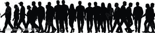 Foto Silhouettes of diverse pedestrians walking in multiple directions with varied cl