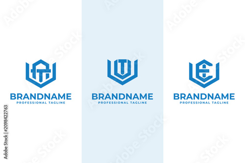 Letters UAT UUT UEI Hexagon Logo, for ATU TUA UTU TUU EIU IUE Initials