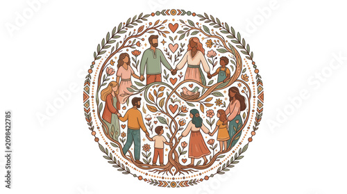 Fotografía Generations Family Tree Circle Illustration