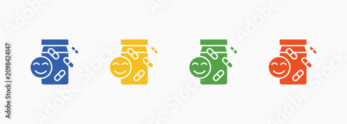 Bild auf Leinwand Antidepressant Icon Set Color Multiple Style Collection Illustration