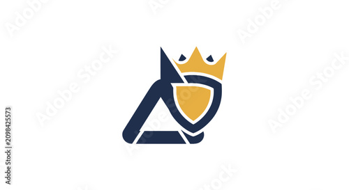 Quadro su tela Cyber security shield logo with premium crown symbol