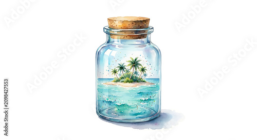 Empty Transparent Glass Bottle Isolated on White Background with Lid, Blank Kitchen Container for Food Storage and Packaging Product Photography
