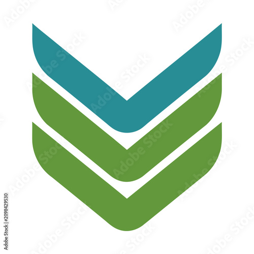 Abstract chevron shapes in green and blue