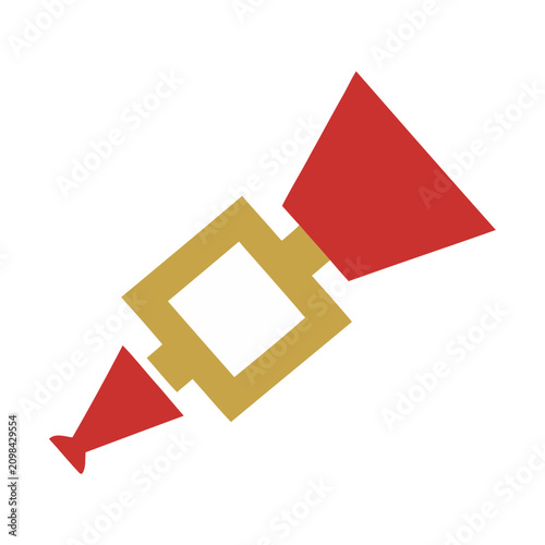 Abstract Geometric Shape with Red and Gold Colors