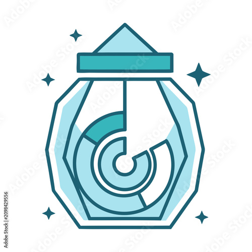 Abstract Crystal Geometric Shape with Circular Elements