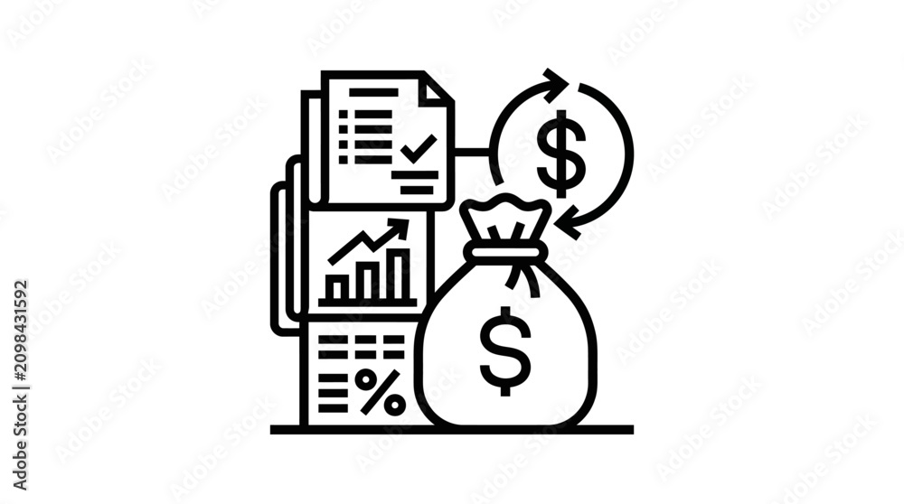 Fototapeta premium Financial documents with money exchange concept.