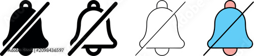 Foto Notification disabled icons collection with diagonal lines indicating silent mode for digital devices