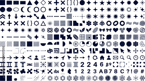 Schilderij op canvas Set of diverse vector icons and symbols for interface design with collection int