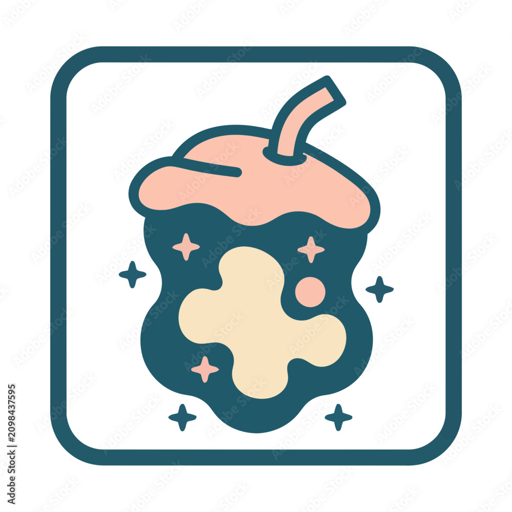 Fototapeta premium Abstract Blob with Swirls and Stars