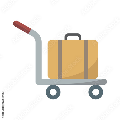 Luggage cart with suitcase illustration