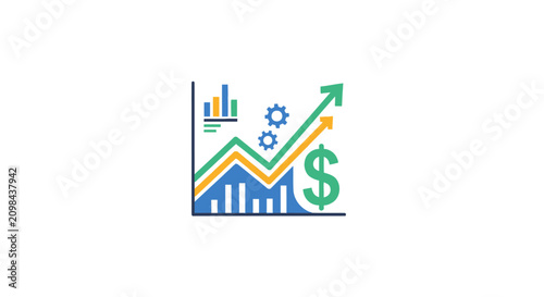Healthcare financial growth chart with dollar symbol.