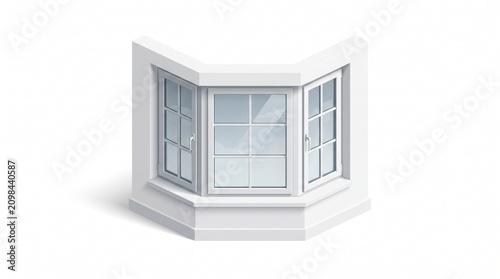 Three Dimensional White Bay Window Design for Modern House Interior and Exterior Architectural Real Estate Visualization
