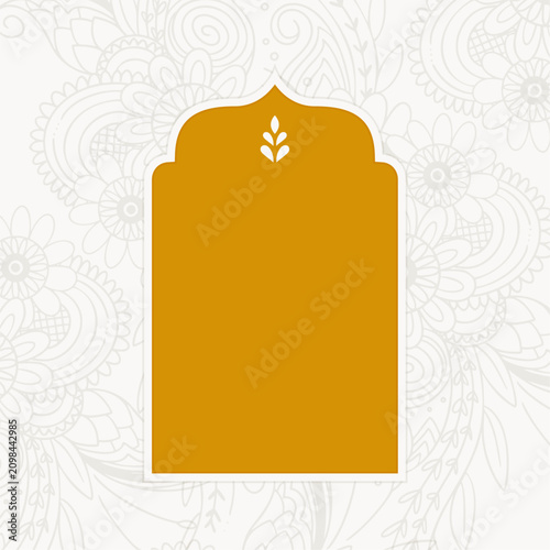 Cuadro en lienzo traditional indian dome arch frame on floral pattern background