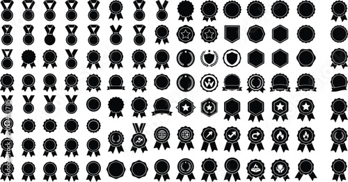 Tableau sur toile Antique railway infrastructure and vintage train depot black silhouette icons ve