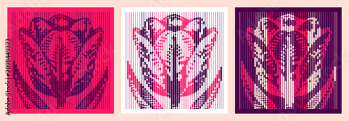 Abstract Tulip Floral Geometric Line Art Set