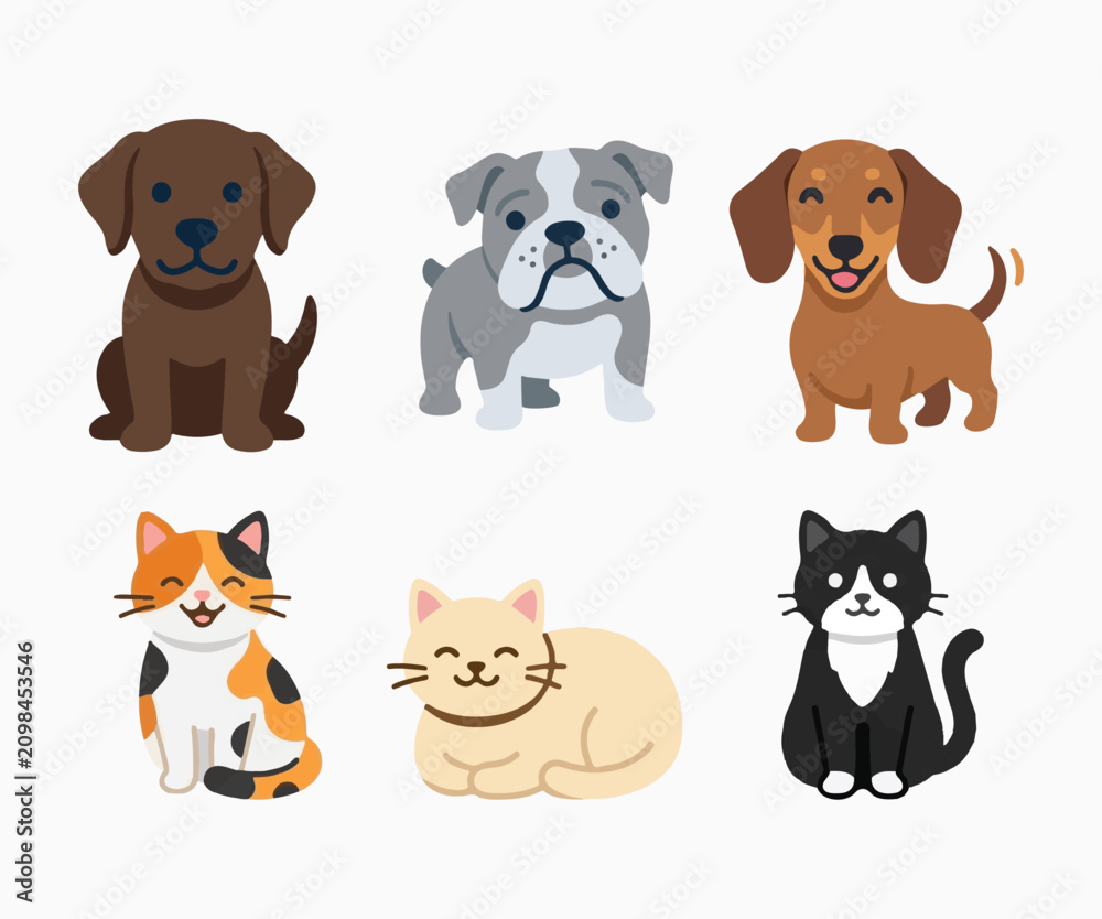 Fototapeta premium Flat Style Cartoon Cat Mascot