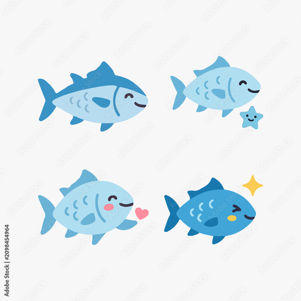 Fototapeta premium Blue Ocean Fish Vector for Stickers and Prints
