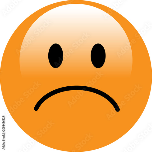 Sad emoji face expressing disappointment. Isolated yellow emoticon with frown and teardrop-free expression for digital use. PNG isolated on transparent background