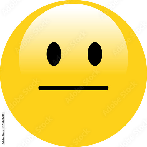 Yellow emoji face with neutral expression and closed mouth. Simple flat design smiley icon for digital communication and social media. PNG isolated on transparent background