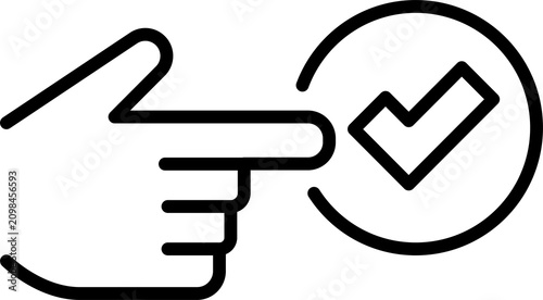 Hand clicking checkmark approval icon. Digital confirmation gesture for online verification and validation. PNG isolated on transparent background
