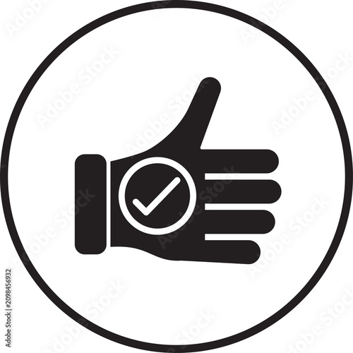 Hand giving thumbs up approval sign. Positive feedback gesture with checkmark for success and validation. PNG isolated on transparent background