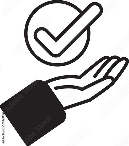 Hand selecting approval checkbox with black marker. Person ticking yes or accept icon on transparent background for decision making. PNG