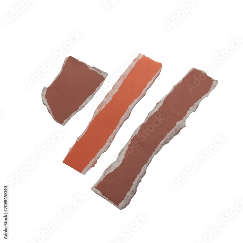 Foto Torn paper strips with white edges on a black background