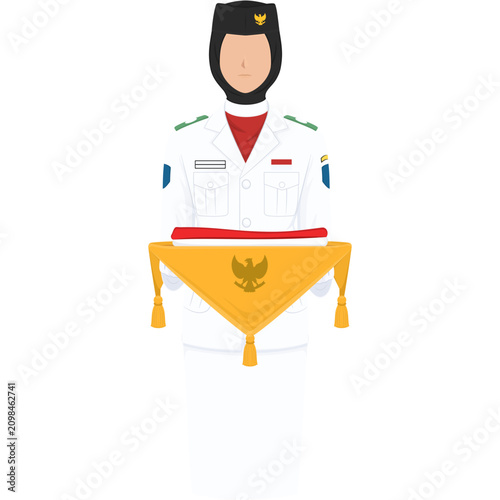 Indonesian Flag Ceremony Uniform Illustration