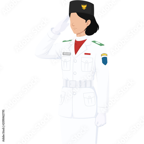 Indonesian Flag Raiser Saluting